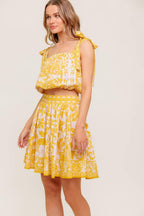 Twig Light Noir Woven Top and Skirt Set
