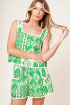 Lane Secret Garden Woven Top and Shorts Set