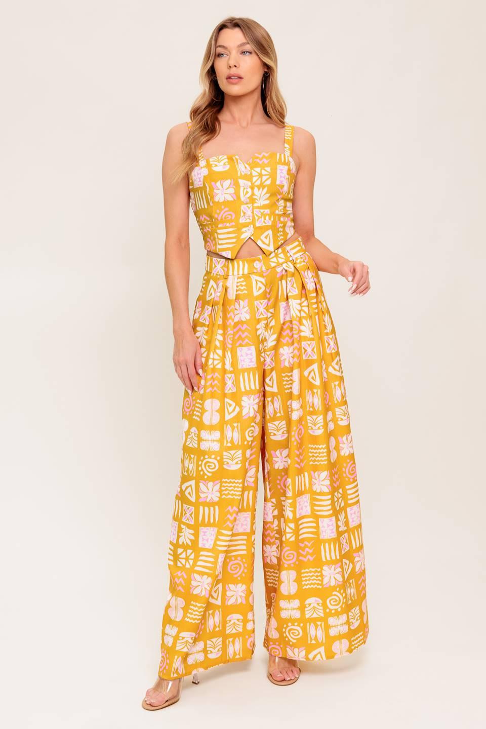 Pretty Meadow Woven Top And Pant Set