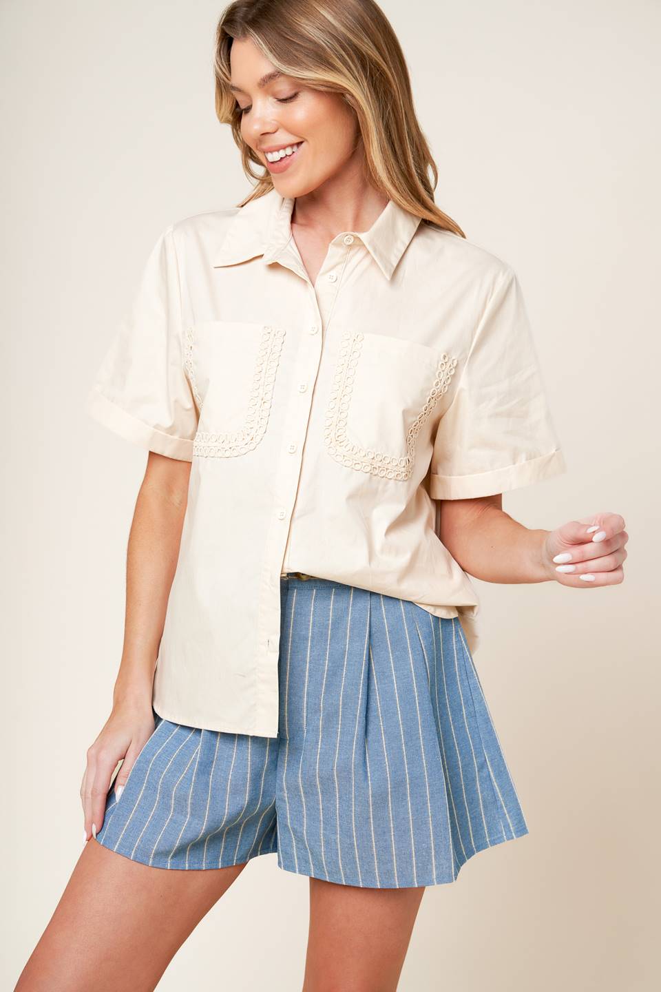 LAYTON CREAM WOVEN TOP