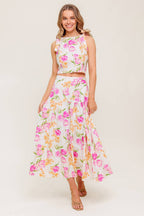 BOTANICAL BLISS WOVEN TOP AND SKIRT SET