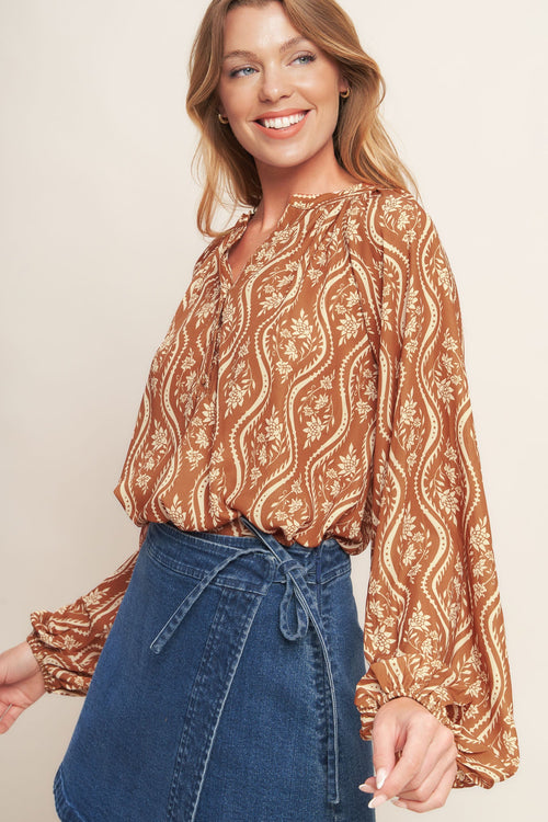 ANGELIC SWEETIE BROWN WOVEN TOP
