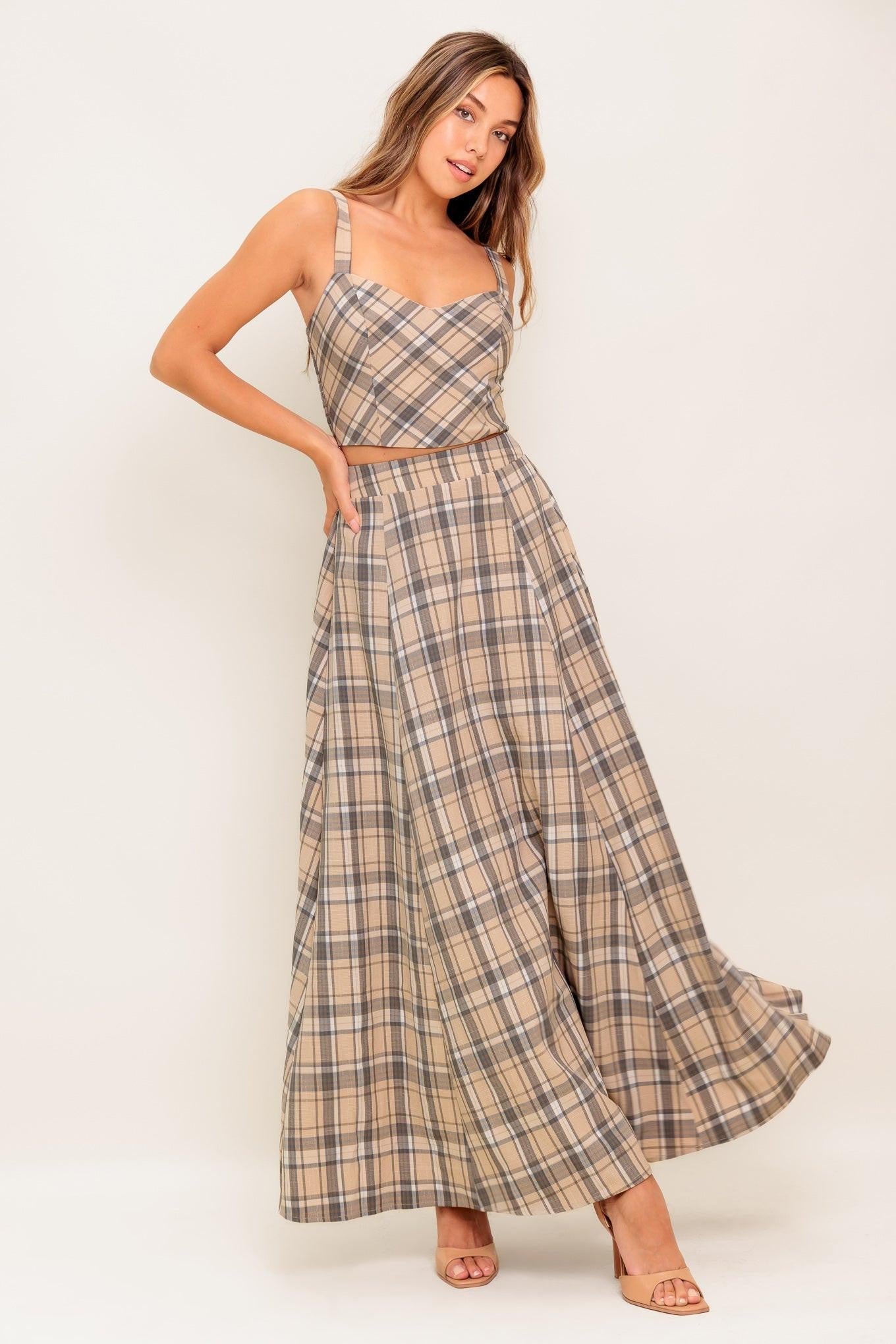 Heritage Charm Woven Top And Skirt Set