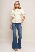 CREAM TWIST WOVEN TOP