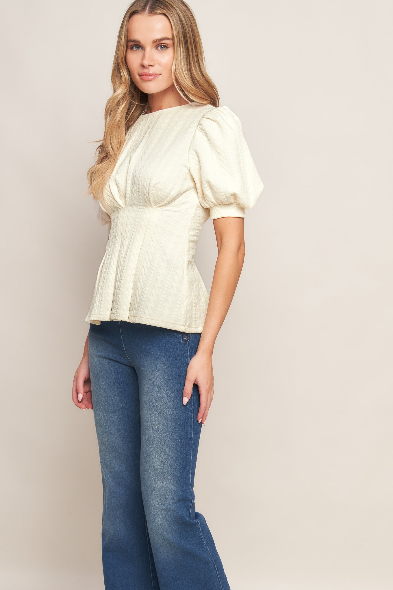 CREAM TWIST WOVEN TOP