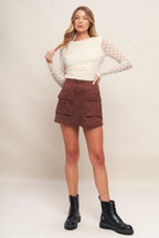 MODERN FUNCTION STRETCH KNIT LACE TOP