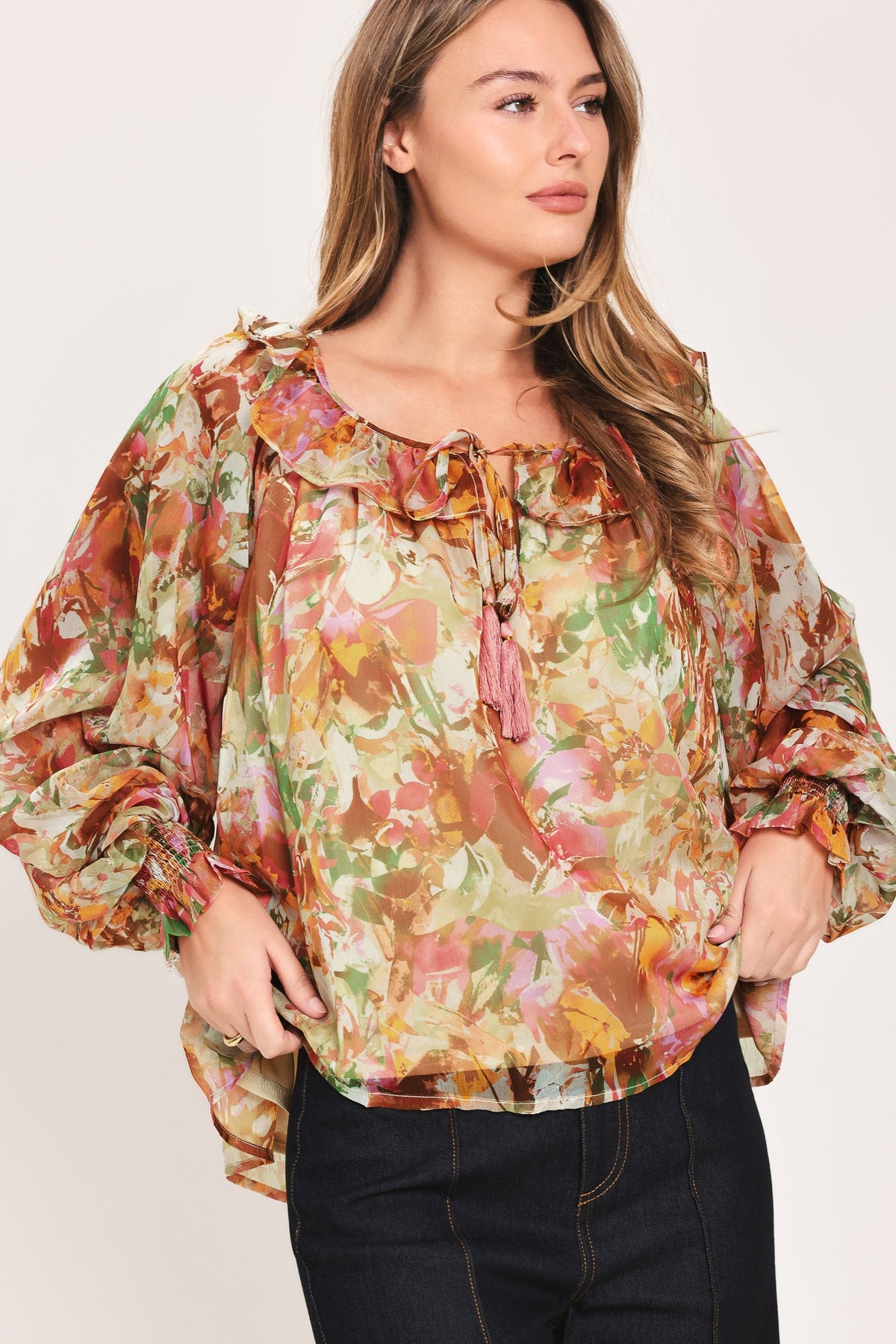 Soft Floral Rust Top