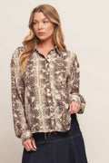 Snake print button up blouse