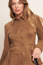 Refined Impression Faux Suede Peplum Top