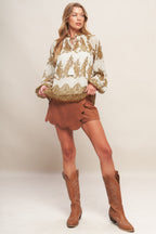 MOROCCAN SPICE IVORY WOVEN TOP