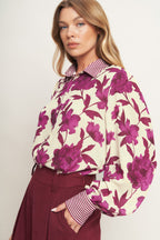 SWEET BOTANICAL CHARM WOVEN TOP