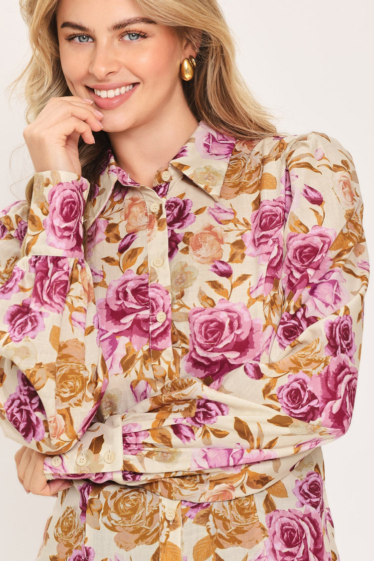 Parisian Rose Dream Floral Blouse