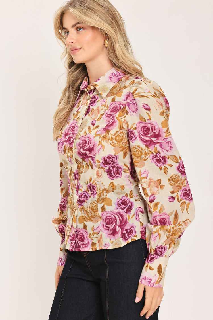 Parisian Rose Dream Floral Blouse