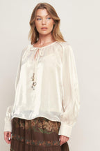 Eternal Pearl Charm Peasant Top