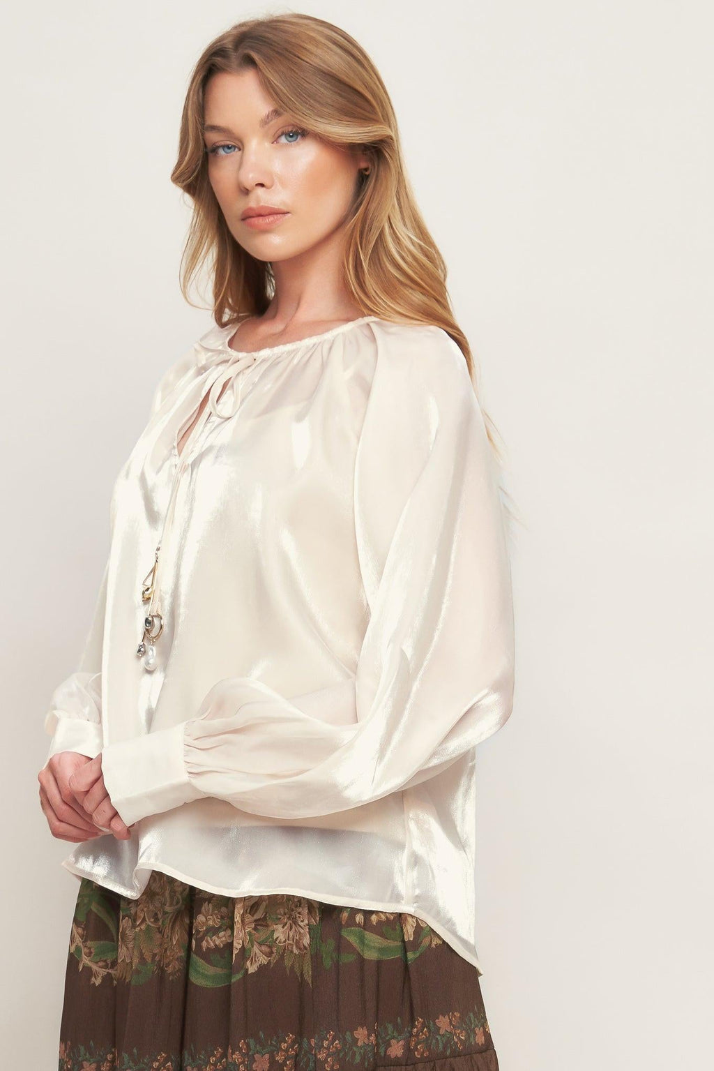 Eternal Pearl Charm Peasant Top