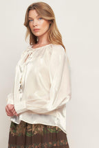 Eternal Pearl Charm Peasant Top