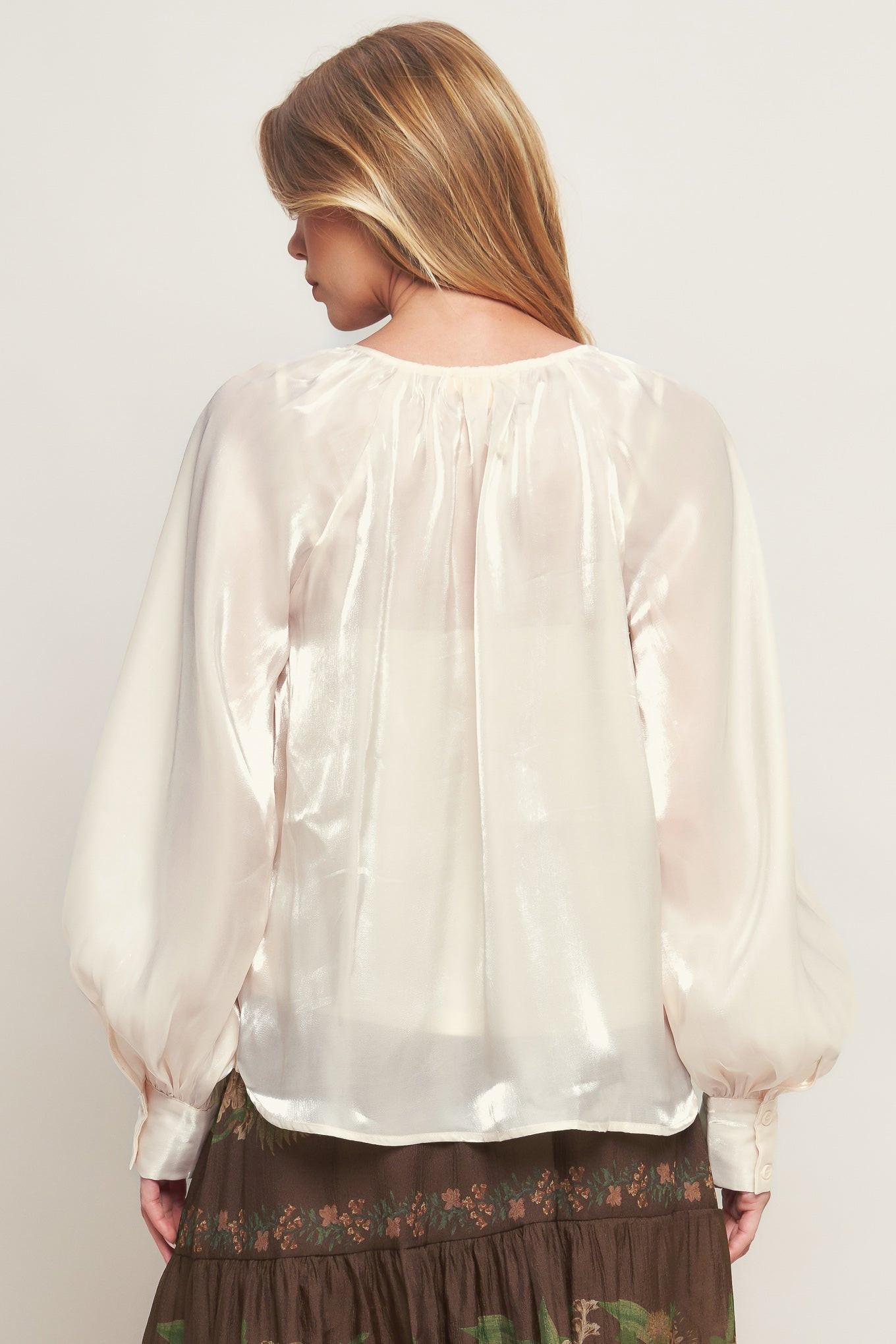 Eternal Pearl Charm Peasant Top