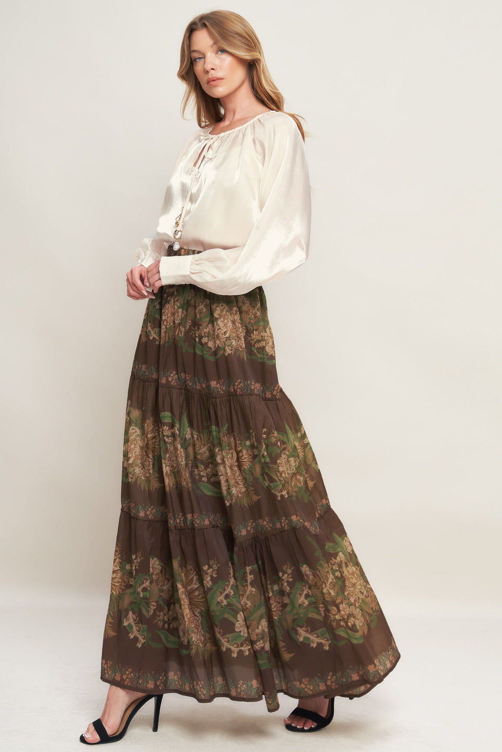 ETERNAL PEARL CHARM WOVEN PEASANT TOP