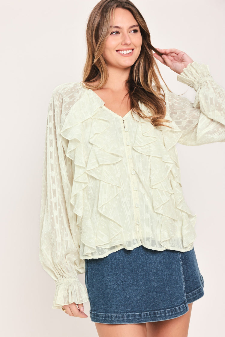 Milk & Moonlight Ruffled Blouse