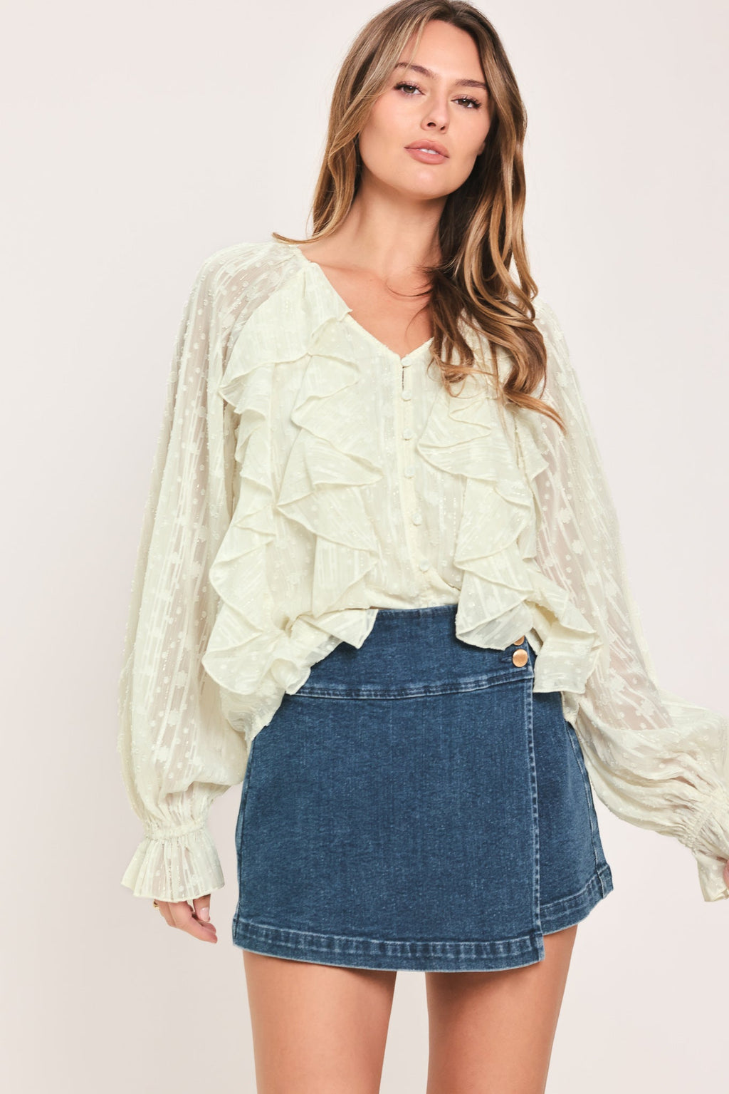 Milk & Moonlight Ruffled Blouse