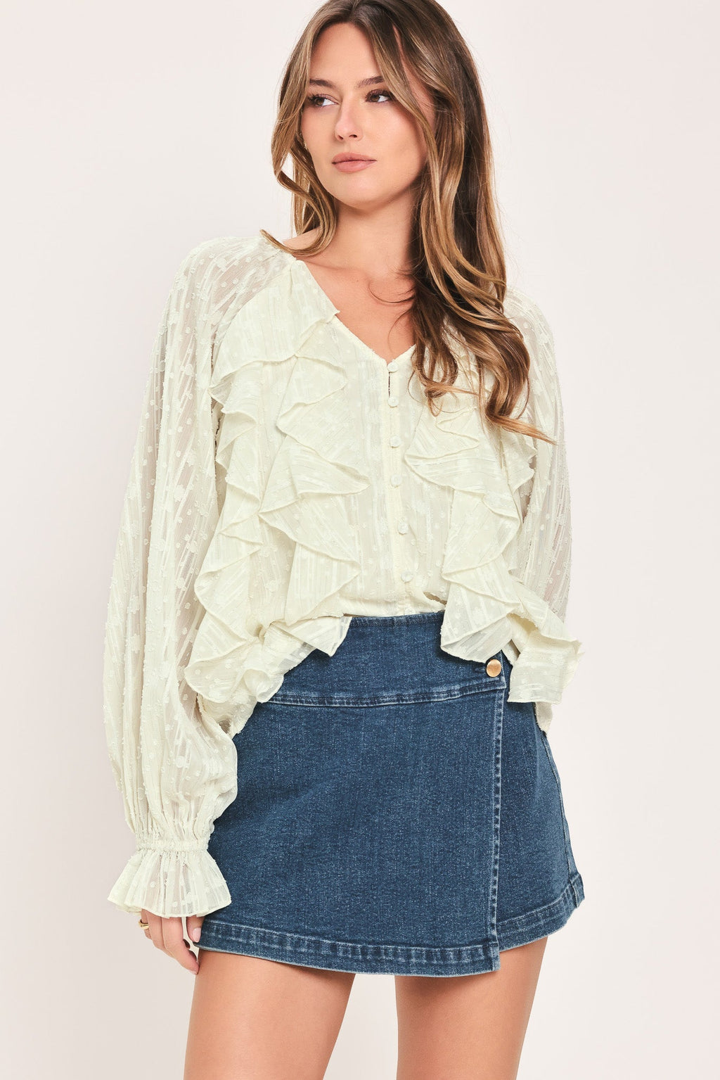 Milk & Moonlight Ruffled Blouse