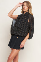 MIDNIGHT DOT CHIC WOVEN TOP