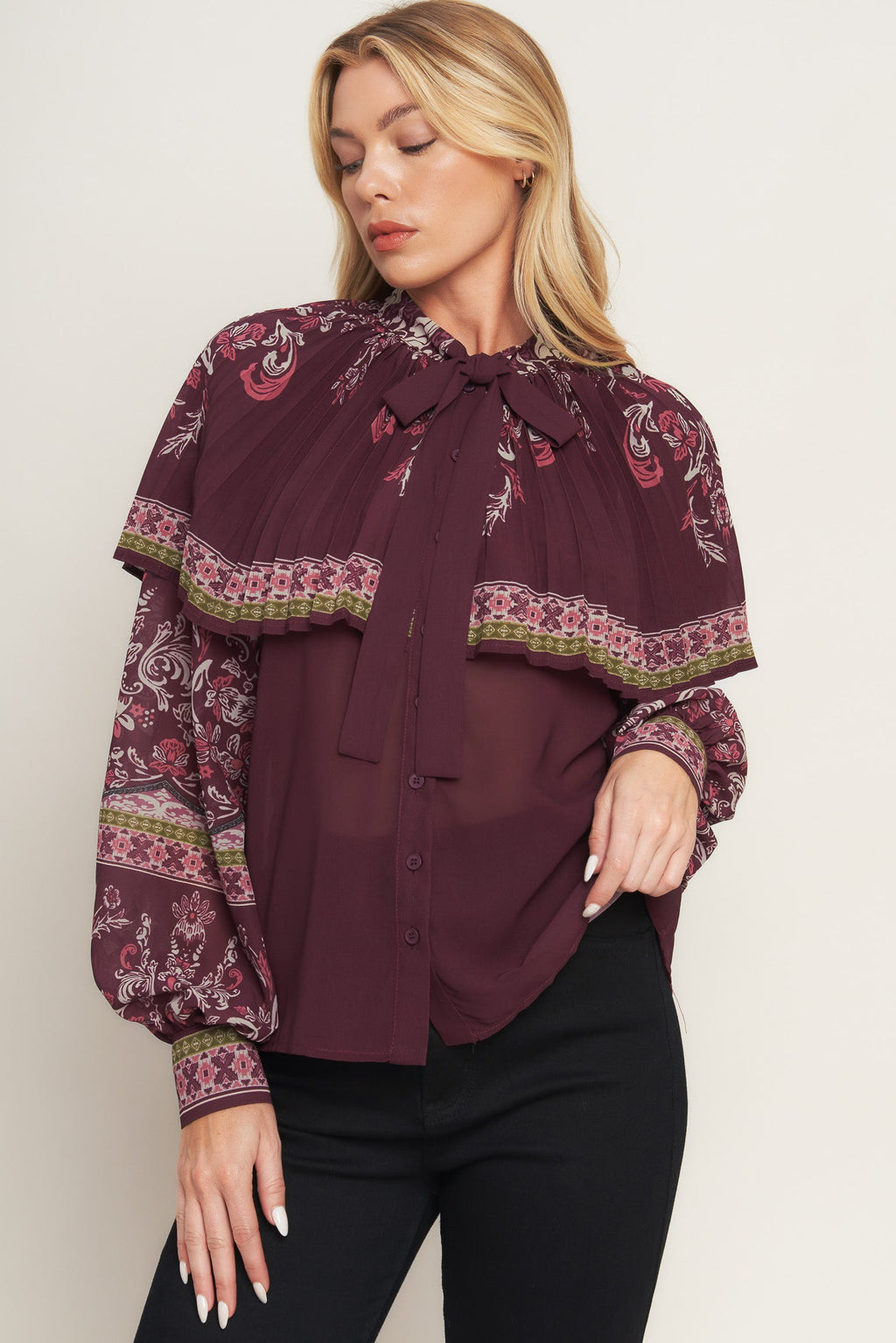AZTEC CHERRY WOVEN TOP