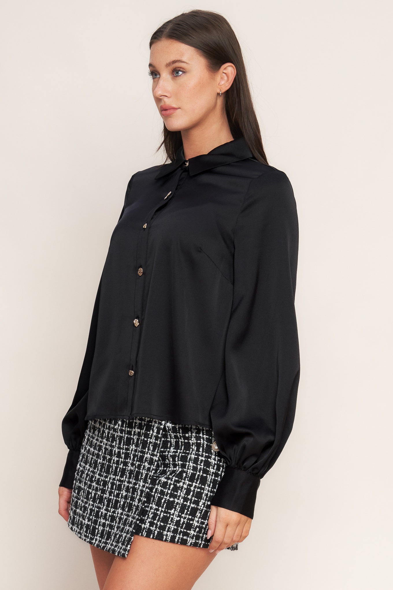 BLACK ORBIT WOVEN TOP