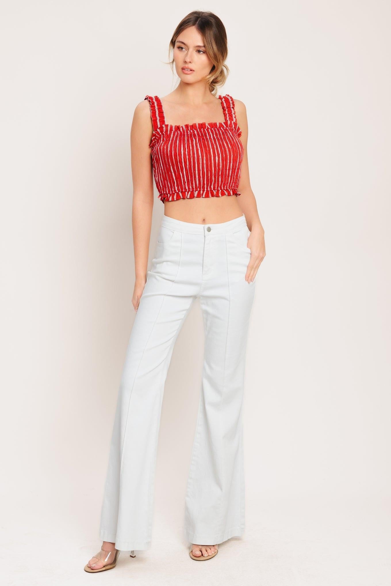 SUNSET STRIPE WOVEN TOP