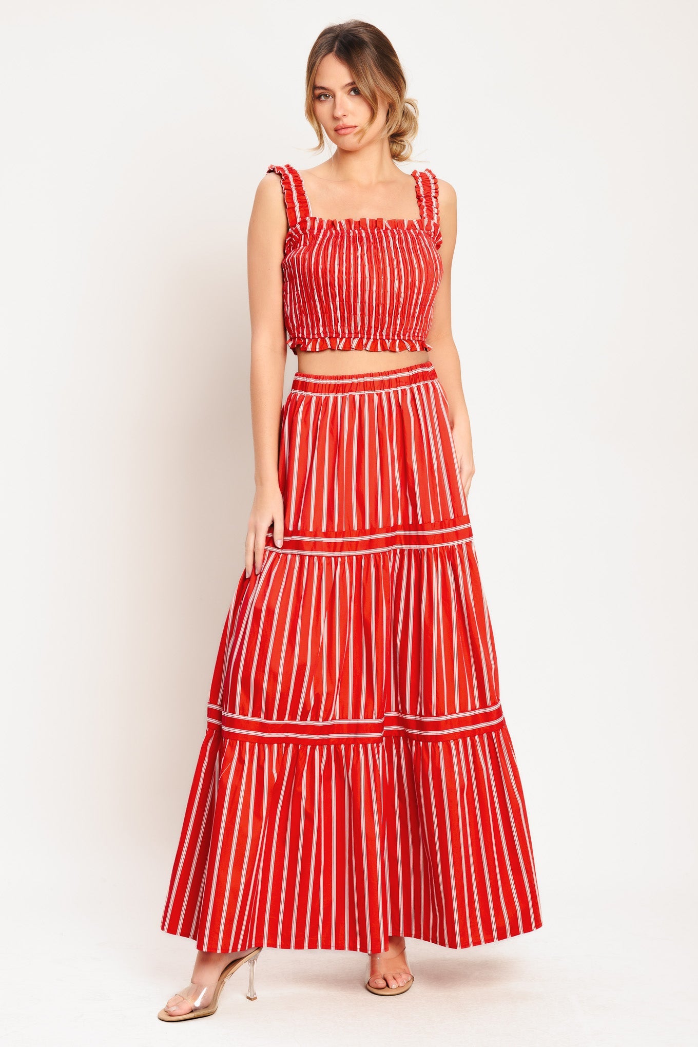 SUNSET STRIPE WOVEN TOP