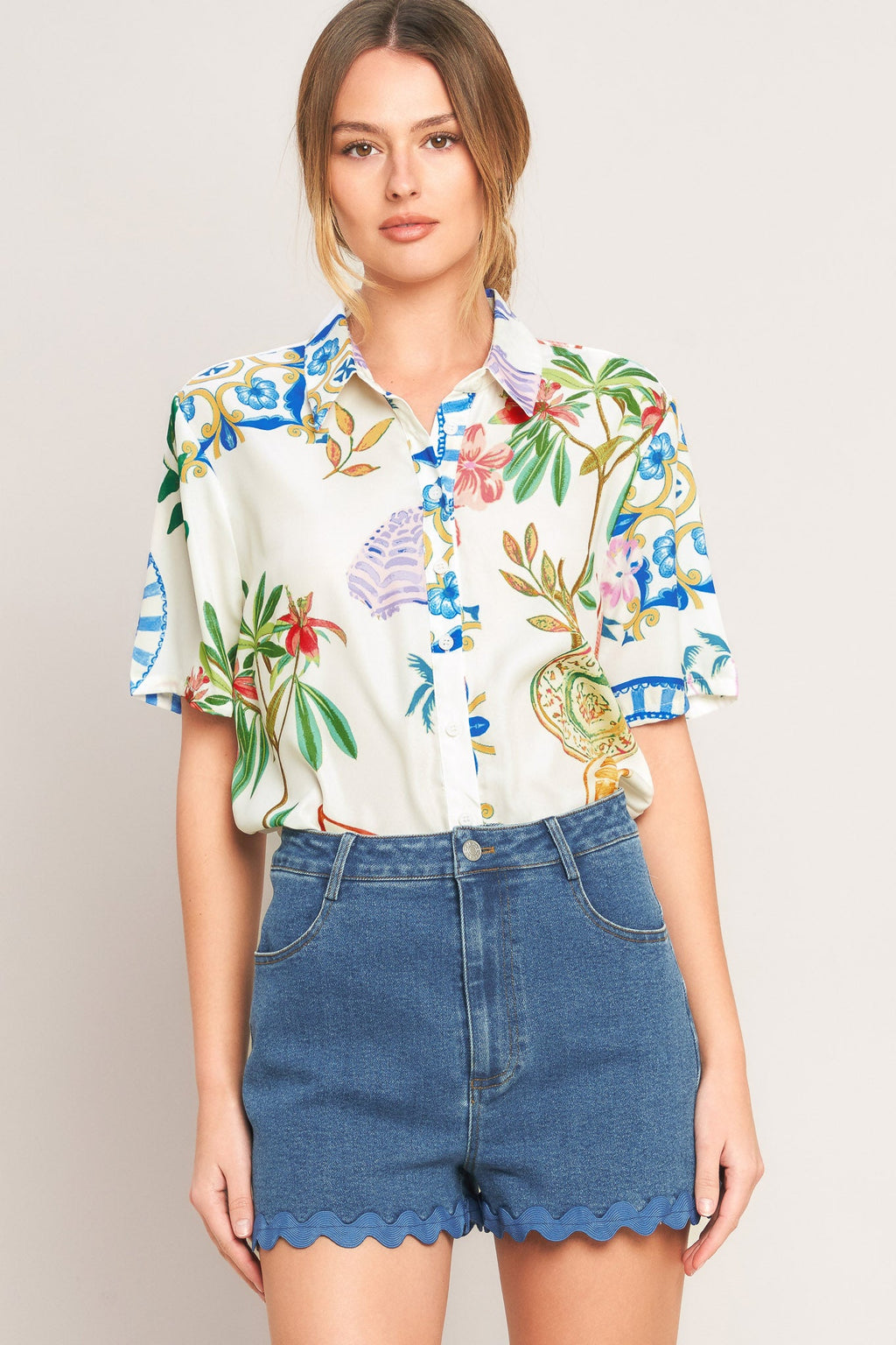 SUMMER PORCELAIN WOVEN TOP