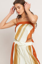GOLDEN HORIZON WOVEN SCARF TOP