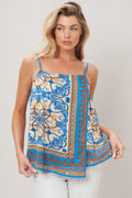 Azure Charm Printed Woven Top