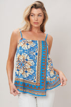 Azure Charm Printed Woven Top