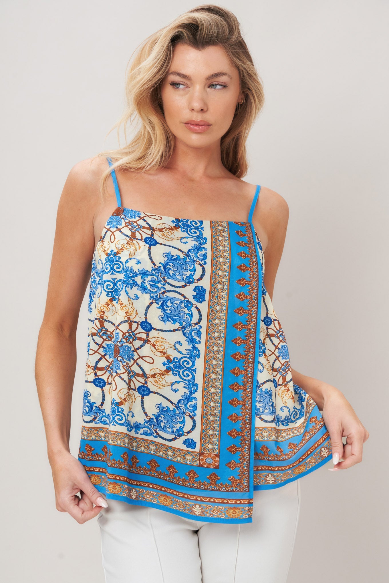Azure Charm Printed Woven Top