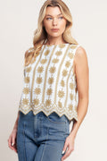 SUN-KISSED WOVEN EMBROIDERED TOP