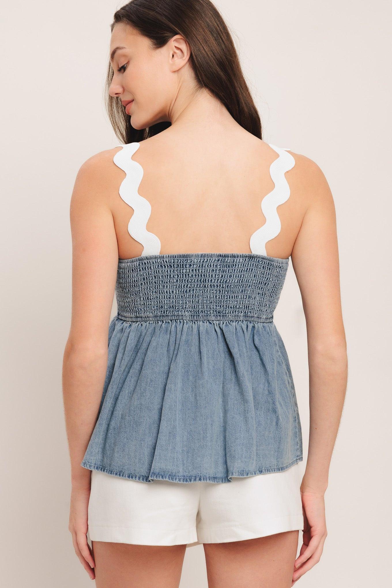 Relaxed Drape Lightweight Denim Top