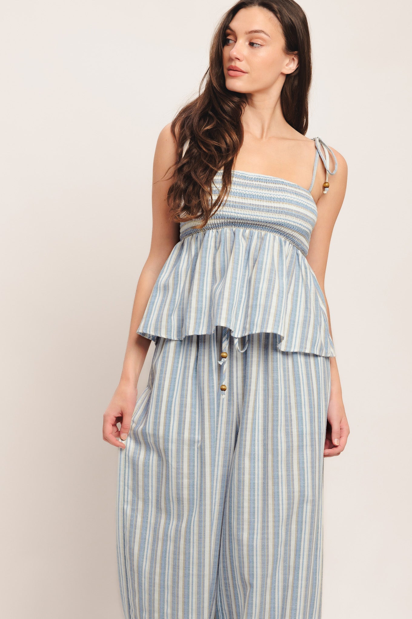 COASTAL DAY STRIPED WOVEN TOP