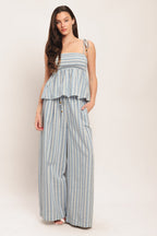 COASTAL DAY STRIP WOVEN TOP