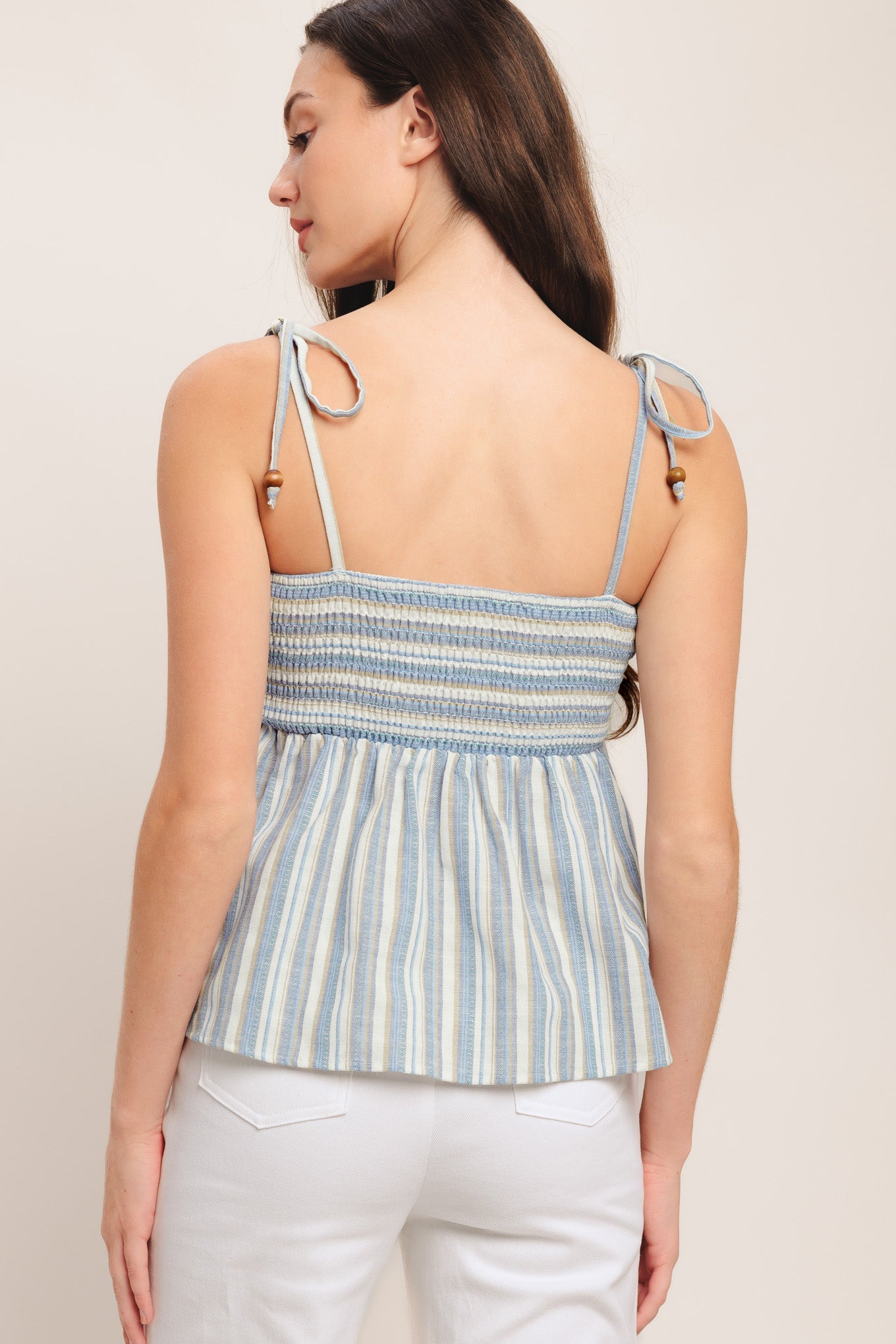 COASTAL DAY STRIPED WOVEN TOP