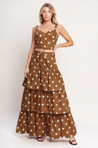 BROWN SUGAR DOT WOVEN BUSTIER TOP