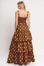 BROWN SUGAR DOT WOVEN BUSTIER TOP