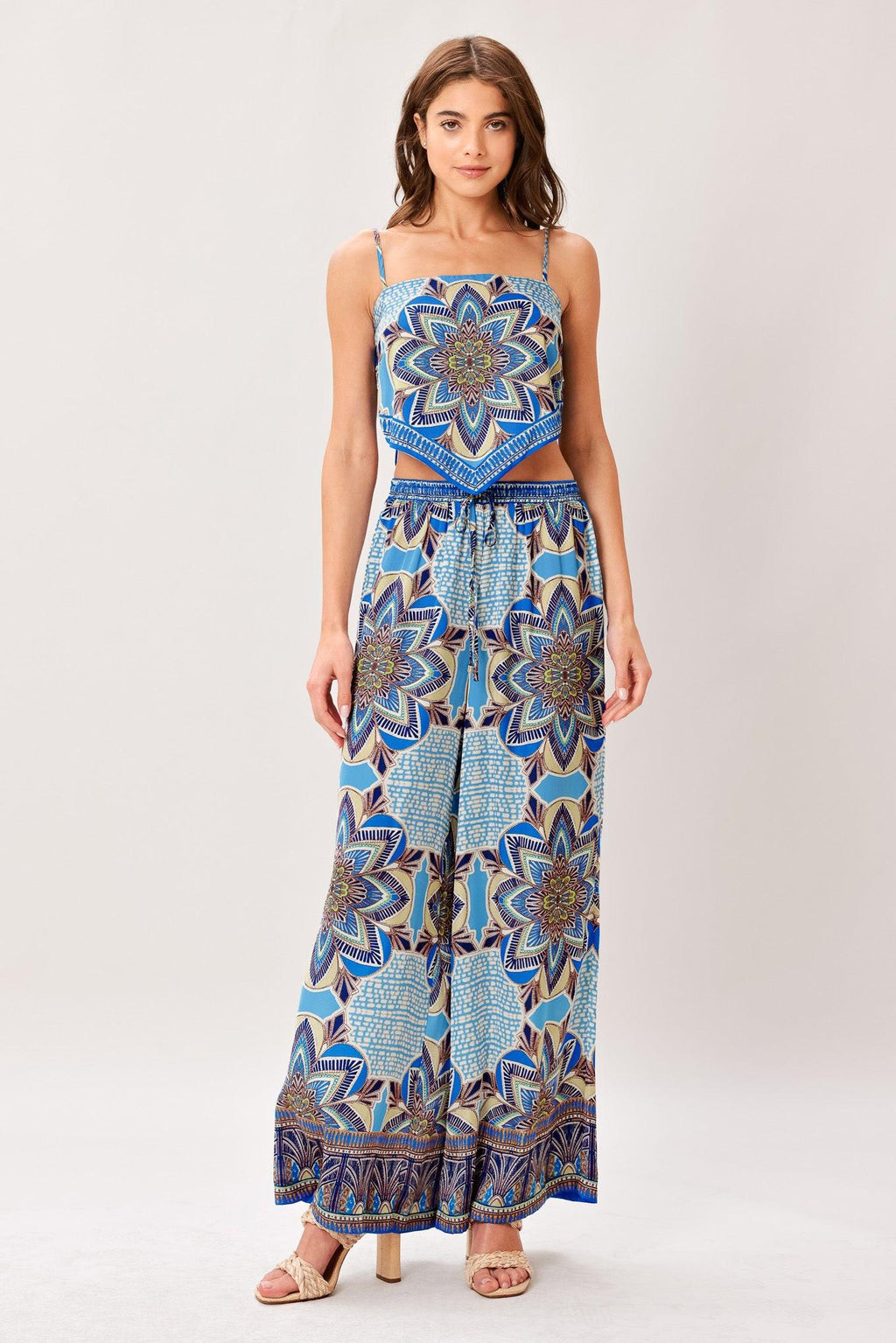 Azure Mandala Scarf Top and Pant Set