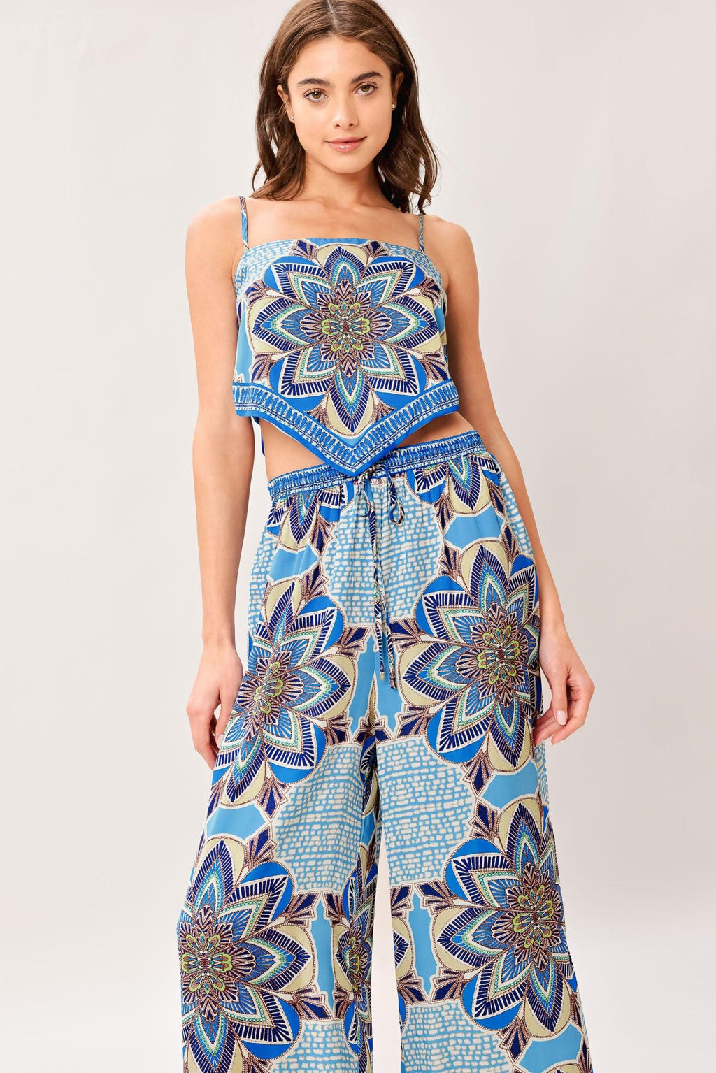 Azure Mandala Scarf Top and Pant Set