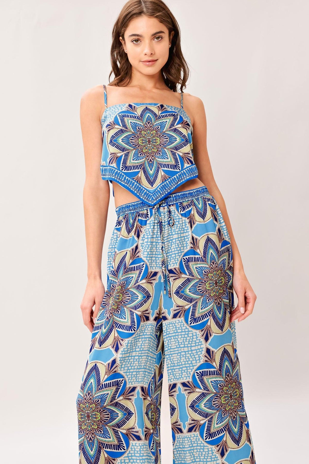 Azure Mandala Scarf Top and Pant Set