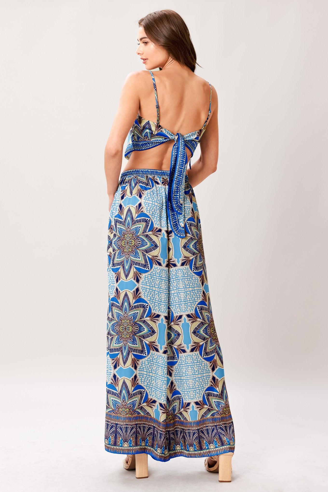 Azure Mandala Scarf Top and Pant Set