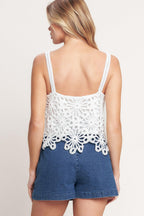 SUNLIT LACE STORY CROCHET LACE TOP