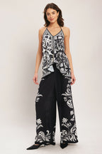 BLACK RIVIERA WOVEN SCARF TOP
