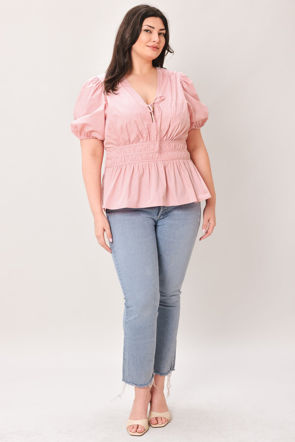 LOVELY CHARM PINK WOVEN TOP