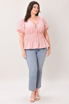 LOVELY CHARM PINK WOVEN TOP
